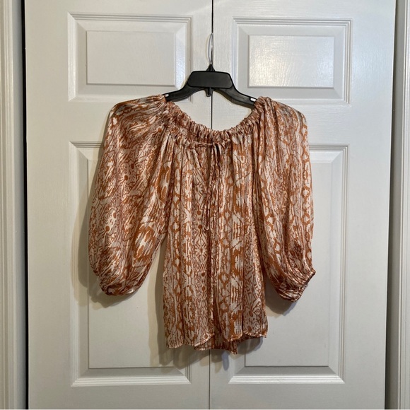 NWT VICI Collection Sheer Blouse Top Size M Medium Caramel Tie Front  WYNNONA - Picture 1 of 12